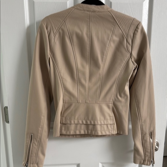Express -Tan Faux Leather Moto Jacket - Picture 4 of 8